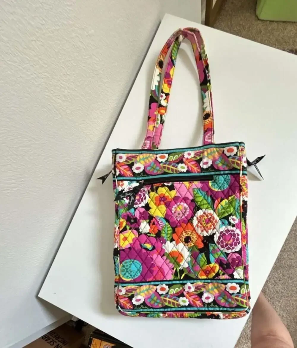 Vera Bradley Quilted Va Va Bloom Pattern Laptop Tote Bag